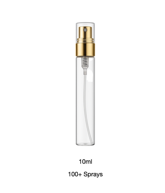 REFILLABLE GLASS BOTTLE WITH PLASTIC ATOMIZER 10ML