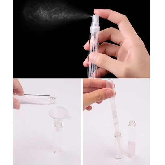 REFILLABLE GLASS BOTTLE WITH PLASTIC ATOMIZER 6ml